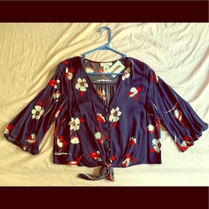 TJ MAXX Urban Romantics Crop Blouse FrontTie
